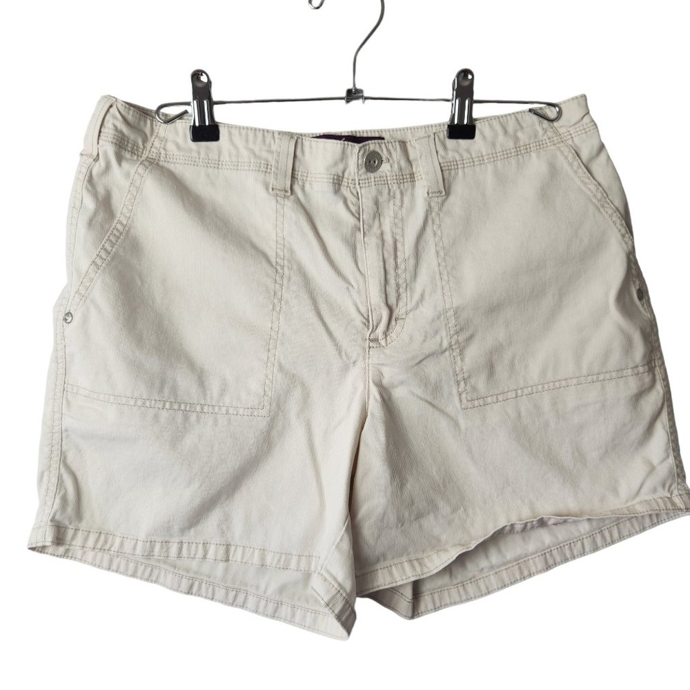 Gloria Vanderbilt Vintage Womens Khaki Canvas Carpenter Style Shorts Size 10